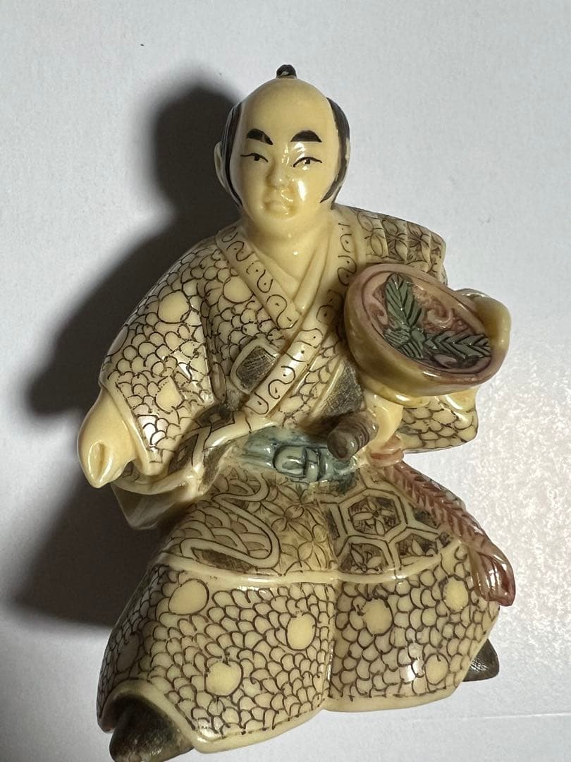 象牙風 細密彫刻 和風人形