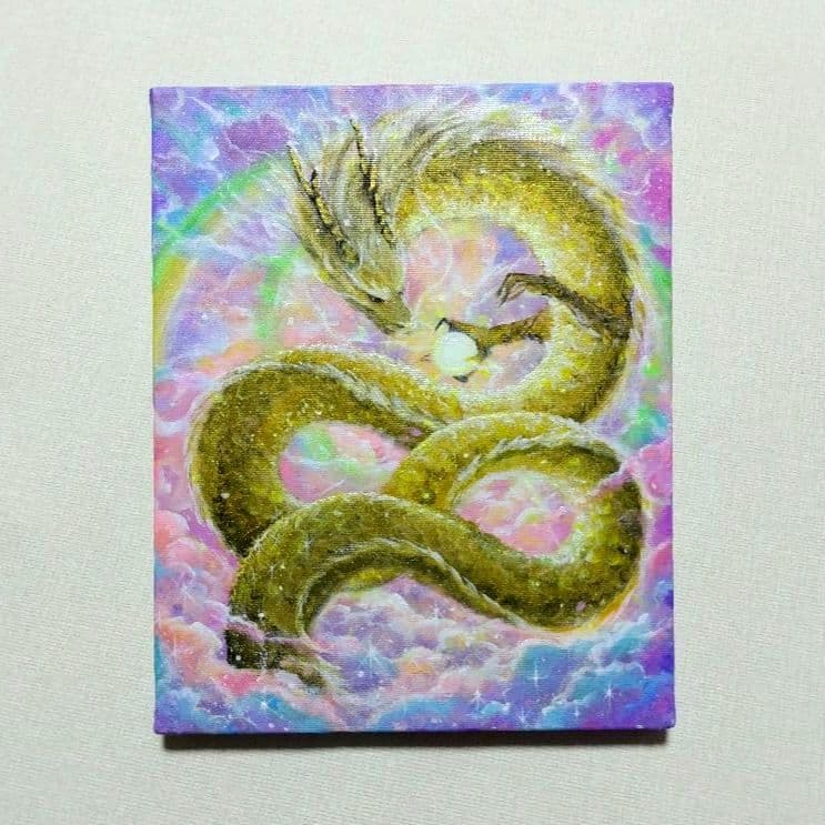 n*y様 【龍神】アクリル画 F3 風景画 開運絵画