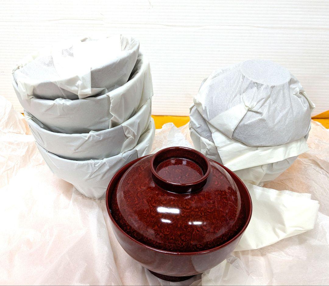 高級香川·後藤塗·うるし雑煮椀5個セット桐箱入り