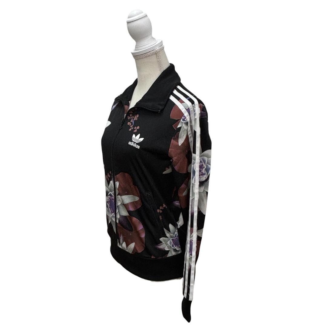 adidas アディダス トラックジャケット　黒×花柄 長袖 ジャージ L
