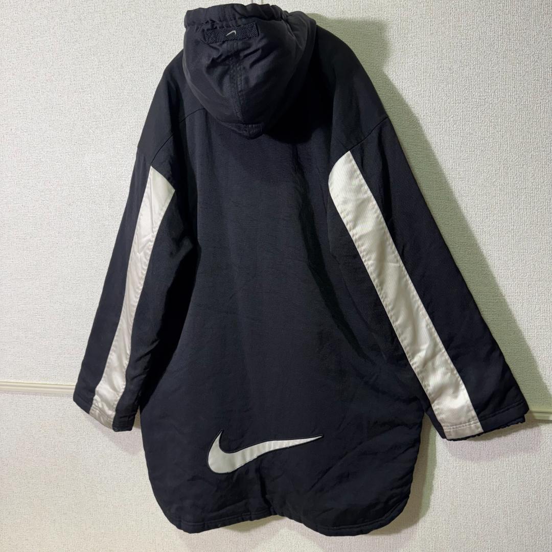 90s ナイキ 中綿 ベンチコート 白タグ ビッグスウッシュ バックロゴ