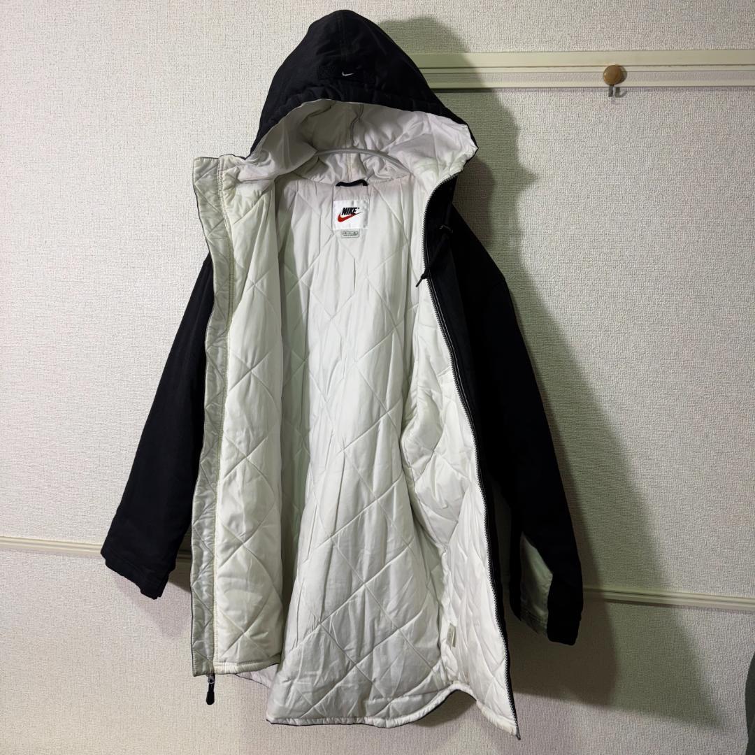 90s ナイキ 中綿 ベンチコート 白タグ ビッグスウッシュ バックロゴ