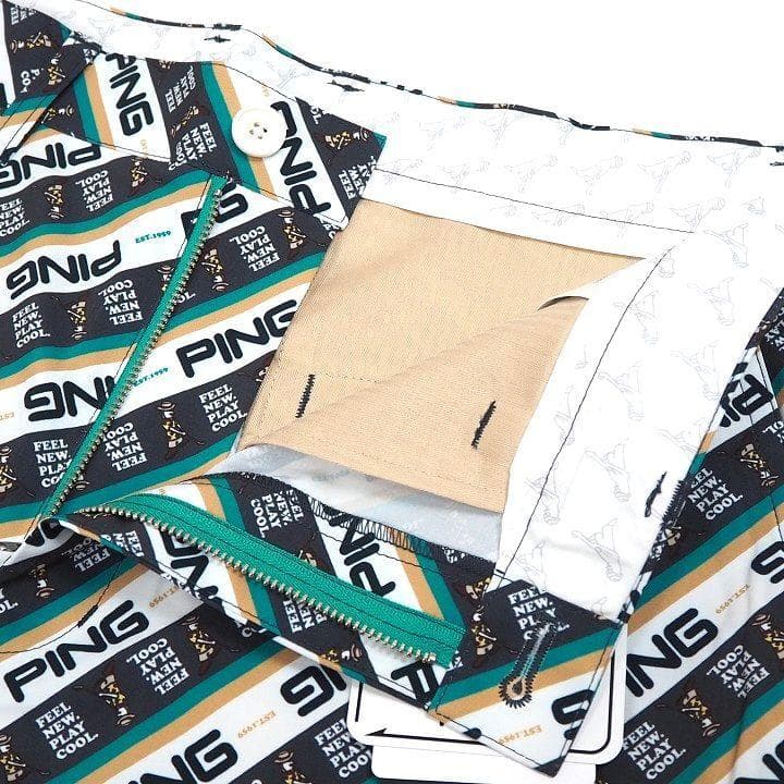 新品 PING ピン ゴルフ 上下セット 総柄ロゴ ポロシャツ ハーフパンツ L