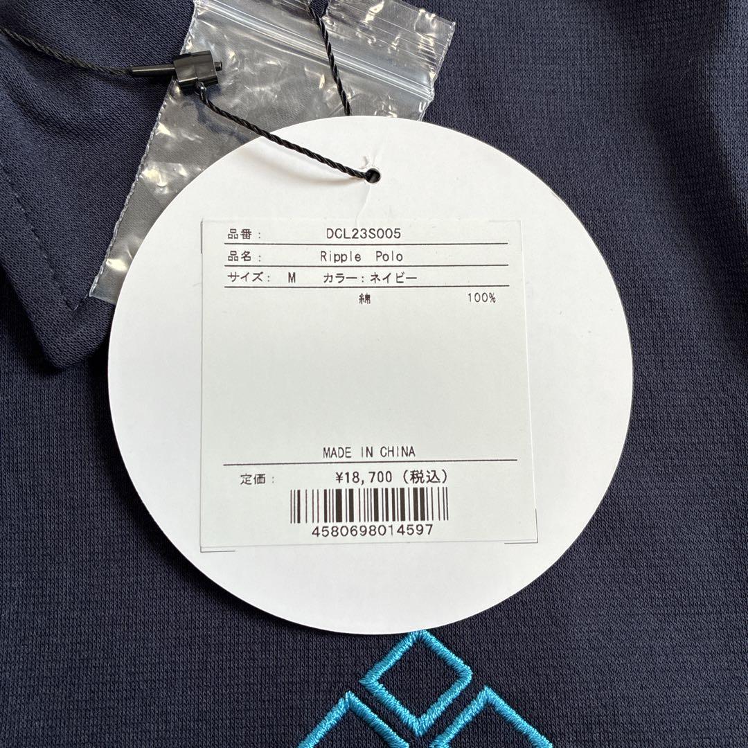 新品未使用DOCUSドゥーカス　ゴルフウェア　ポロシャツ　刺繍ロゴ　ネイビー　M