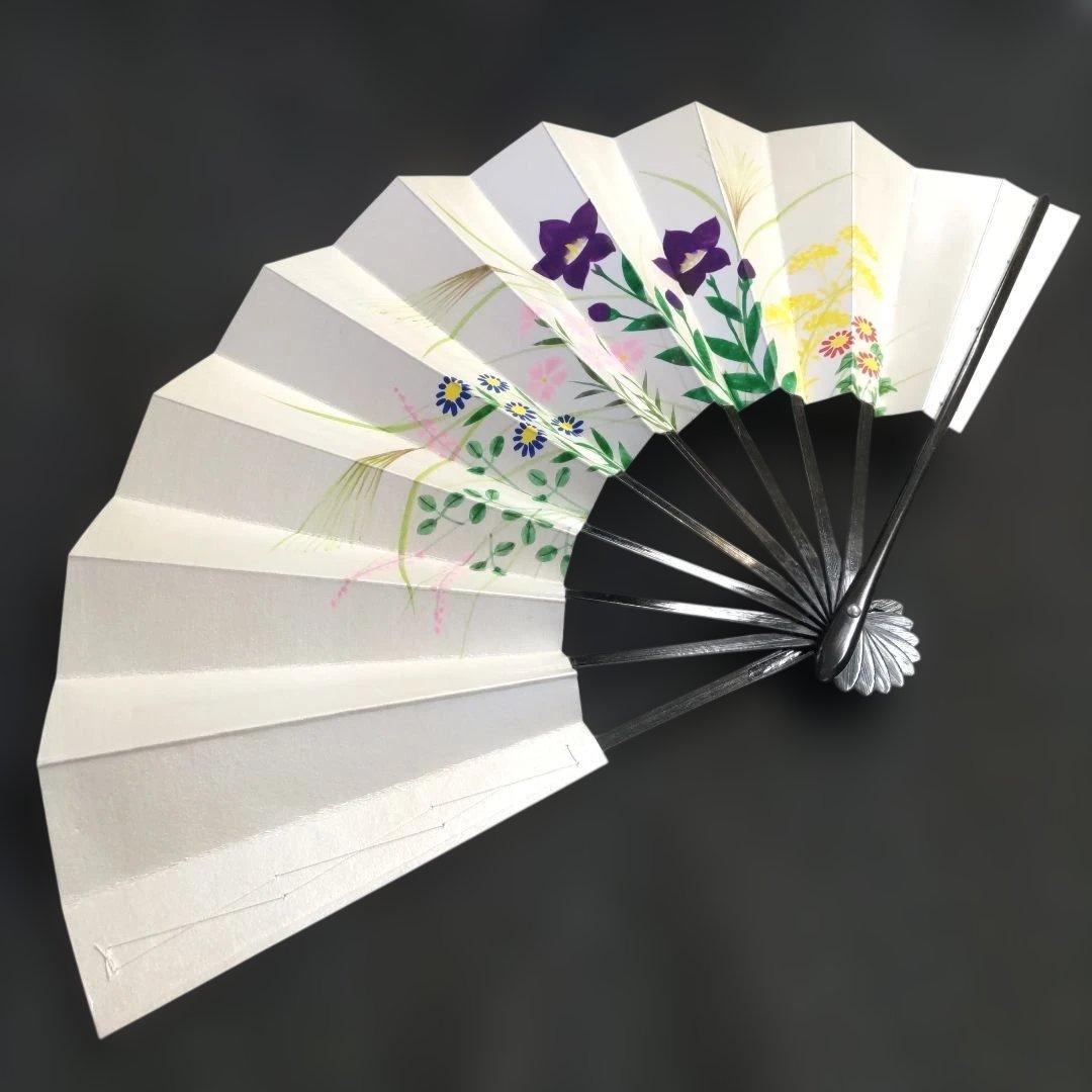 舞扇 (54) 新品未使用 美品 扇子 約29cm 手描秋草 舞台 日舞 工芸品