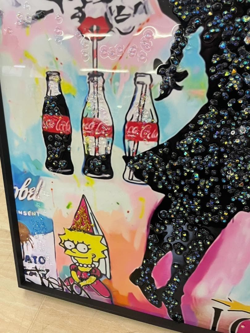 水晶絵　アートパネル　バンクシー　風船と少女　壁掛け　パネル　アート　絵　絵画