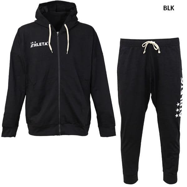 新品ATHLETAジャガードスウェットzipパーカーパンツ上下セット黒