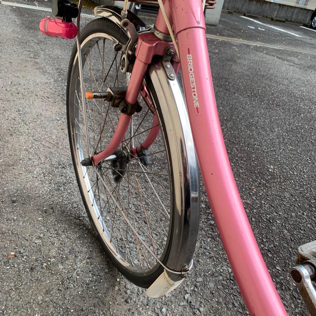 BRIDGESTONE シティサイクル ピンク バスケット付き
