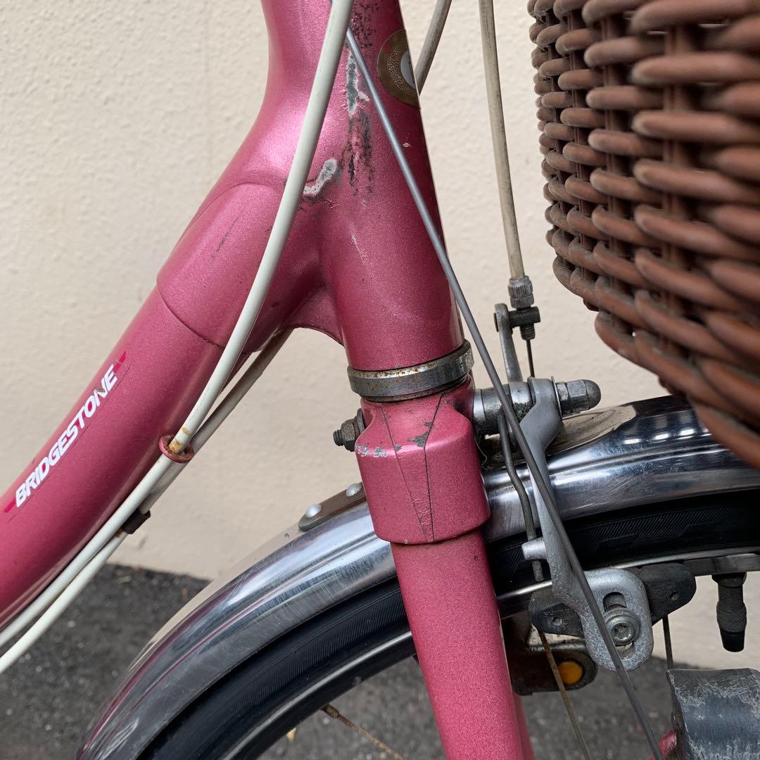 BRIDGESTONE シティサイクル ピンク バスケット付き