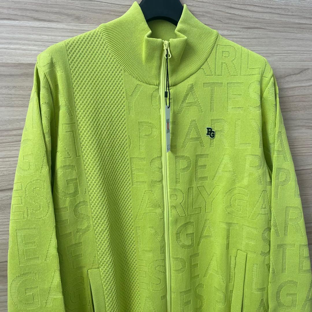 新品★41,800円 パーリーゲイツ 春夏サマーニットジップアップブルゾン黄緑５