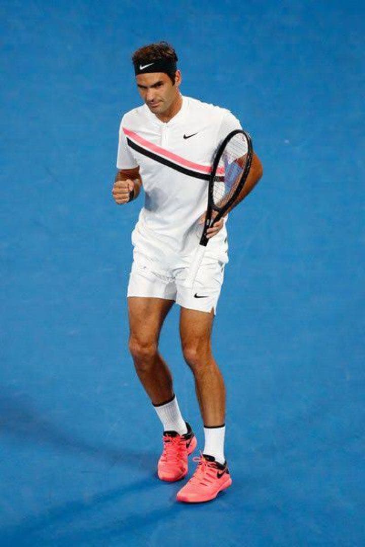 フェデラー　2018年全豪優勝　ナイキ　ヘンリーネックシャツ　JP:S