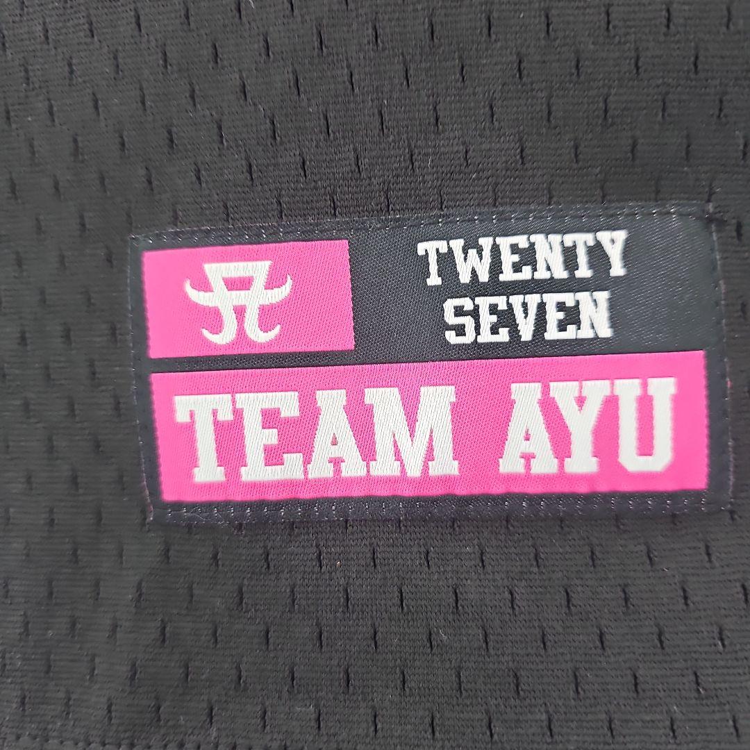 TEAM AYU Tシャツ、Mサイズ 黒 ピンク刺繍【美品、未使用に近い】
