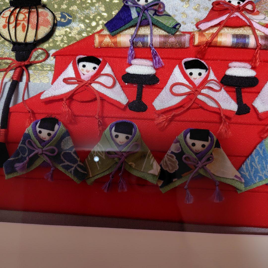 ちりめん細工　雛人形　三段飾り　額あり　ハンドメイド