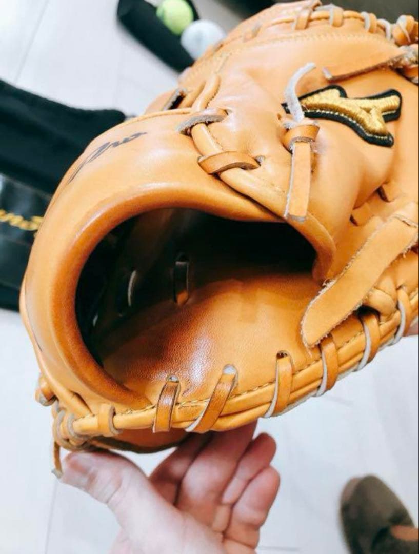 Mizuno Pro 軟式キャッチャーミット 硬式用に革入れ、芯材加工済み