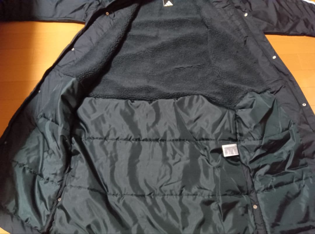新品adidasアディダスボアキルティングベンチコートL黒ブラック