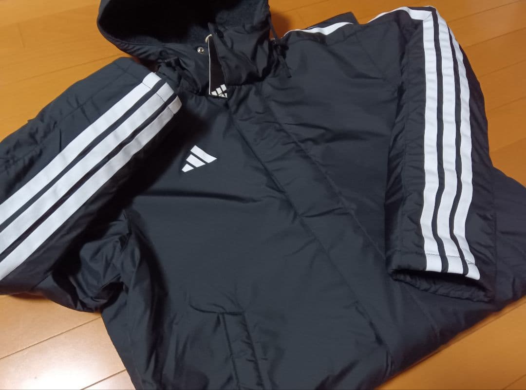 新品adidasアディダスボアキルティングベンチコートL黒ブラック