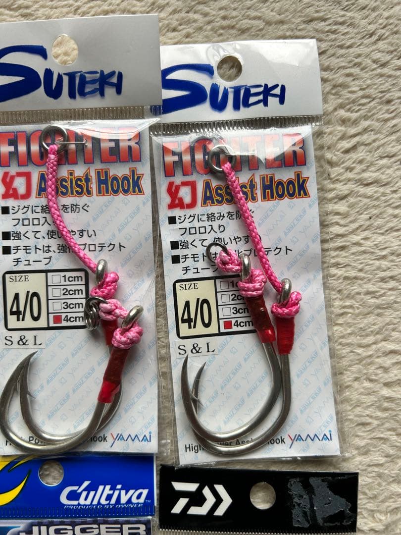 ウロコジグ400g、あいや〜ロング350g、フック、トンジギ、キハダ、マグロ