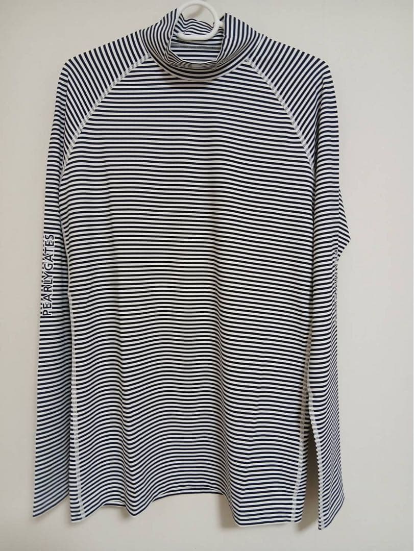 新品PEARLY GATES パーリーゲイツメンズ長袖モックネックシャツボーダー