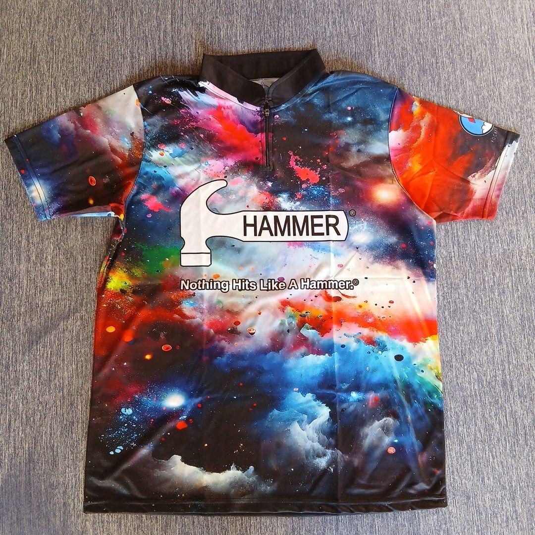 ✨新品✨ハンマー【日本サイズL】ブラック　宇宙　ロゴ入り　海外　ボウリングウェア