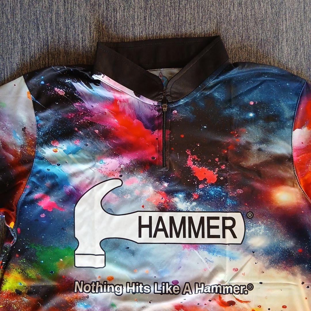✨新品✨ハンマー【日本サイズL】ブラック　宇宙　ロゴ入り　海外　ボウリングウェア