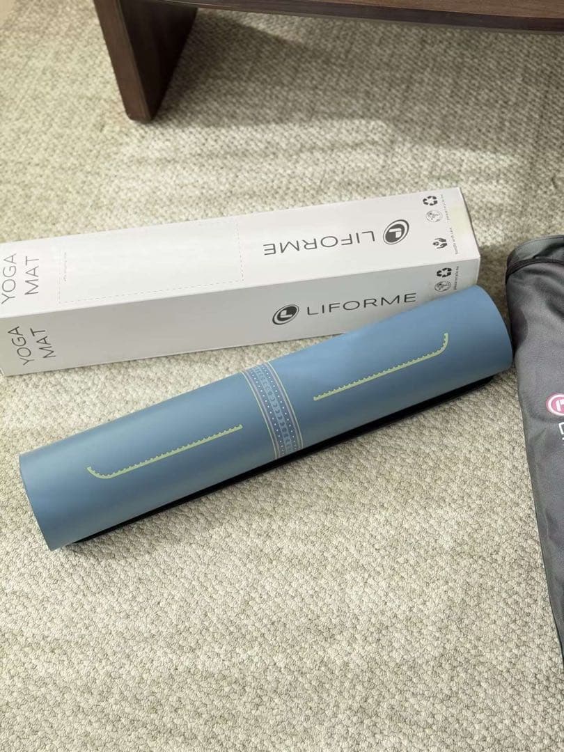 LIFORME ヨガマット 青 収納バッグ付き