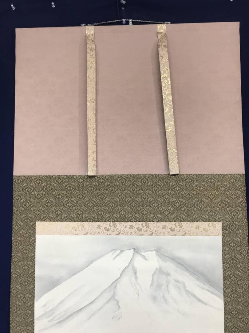 【真作】登志/富士雪景図/山水図/富士山図/横物/掛軸/名家伝来/AC-638
