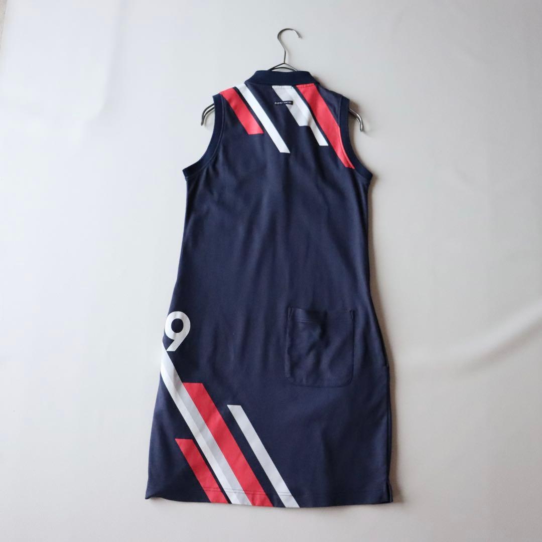 5048◆【極美品】パーリーゲイツ ノースリーブワンピース ストライプ 22年
