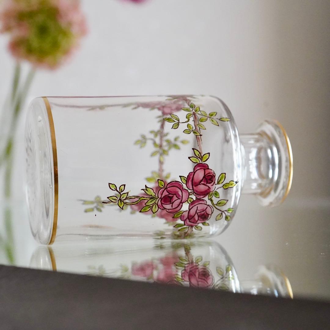 極希少 オールドバカラBACCARAT 香水瓶 M 薔薇エナメル彩 ルビーの指輪