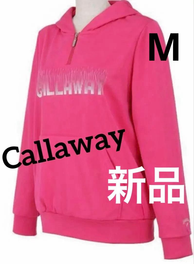 新品CallawayメタリックロゴパーカーMピンクキャロウェイ定価15400円