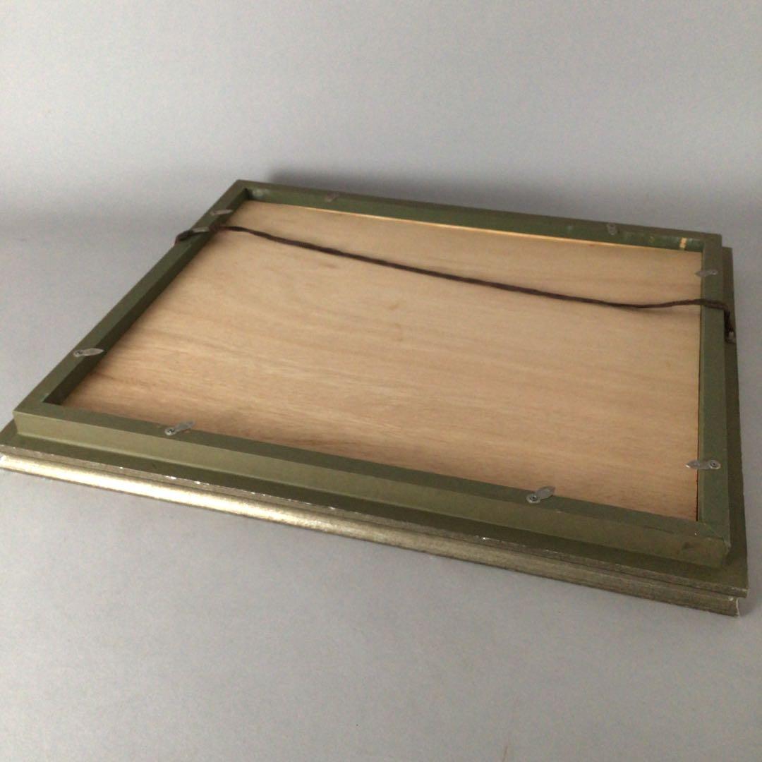 No3652 額装　作者不詳　油彩画　港図　F8 紙箱付　洋画　風景画　送料無料