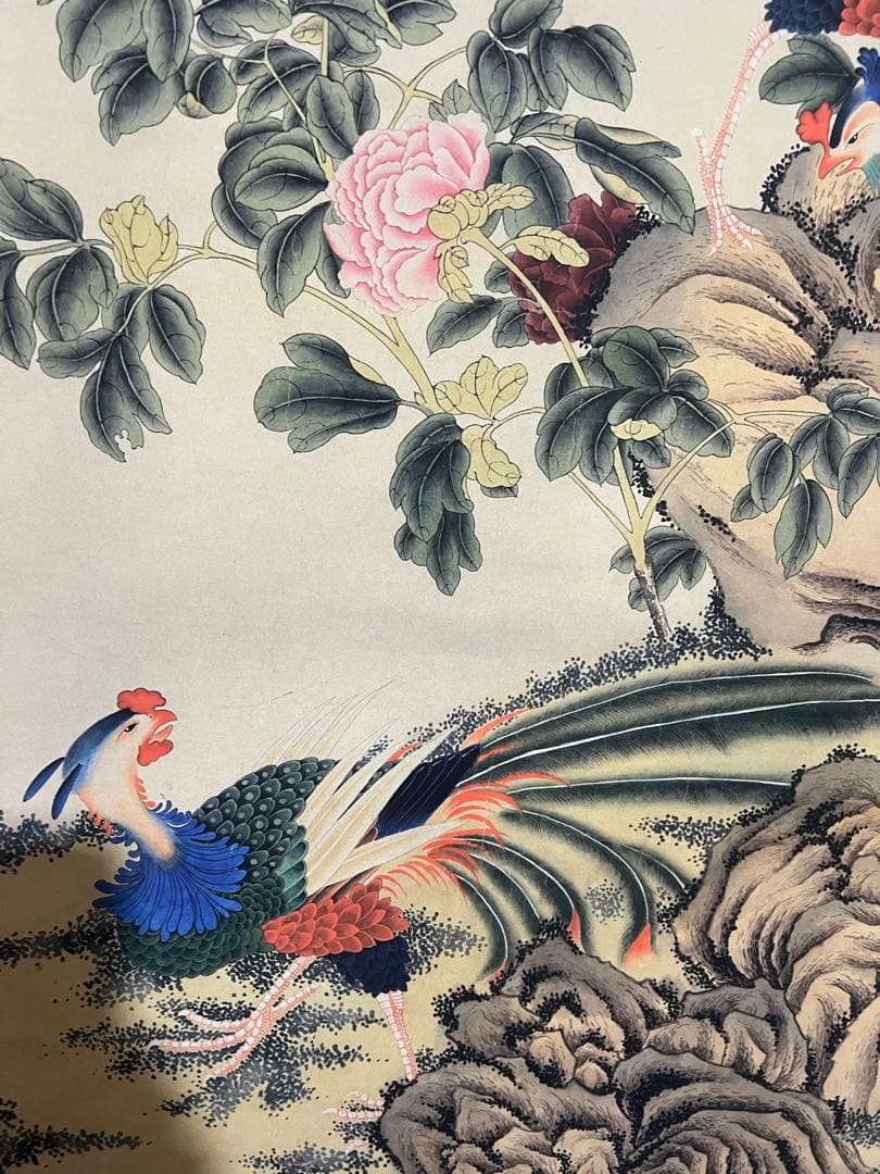沈周 梧桐双凤 中国画 掛け軸 水墨画 和室 玄関 茶室 壁掛け 美術品