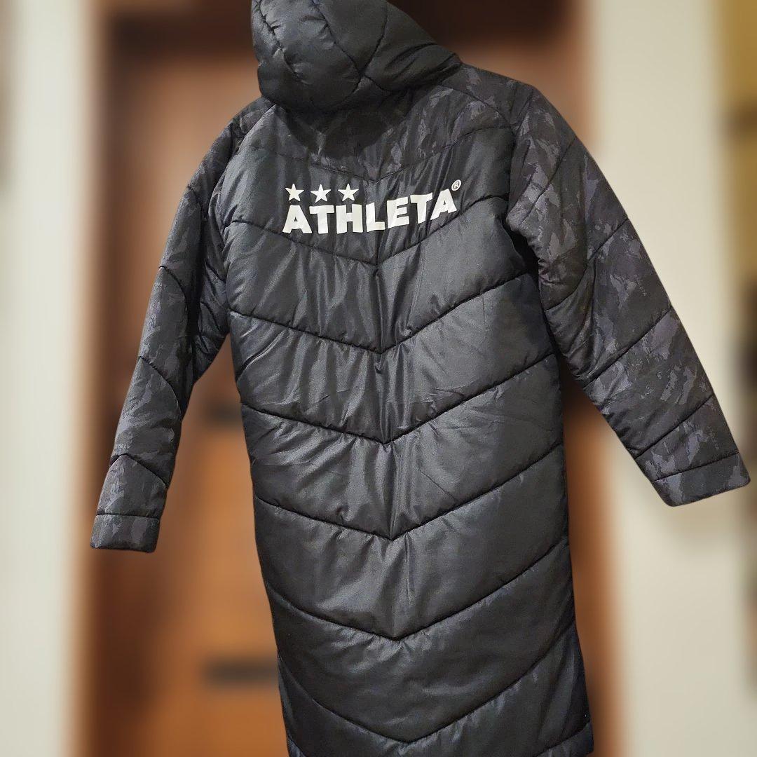ATHLETA ベンチコート ブラック フード付き