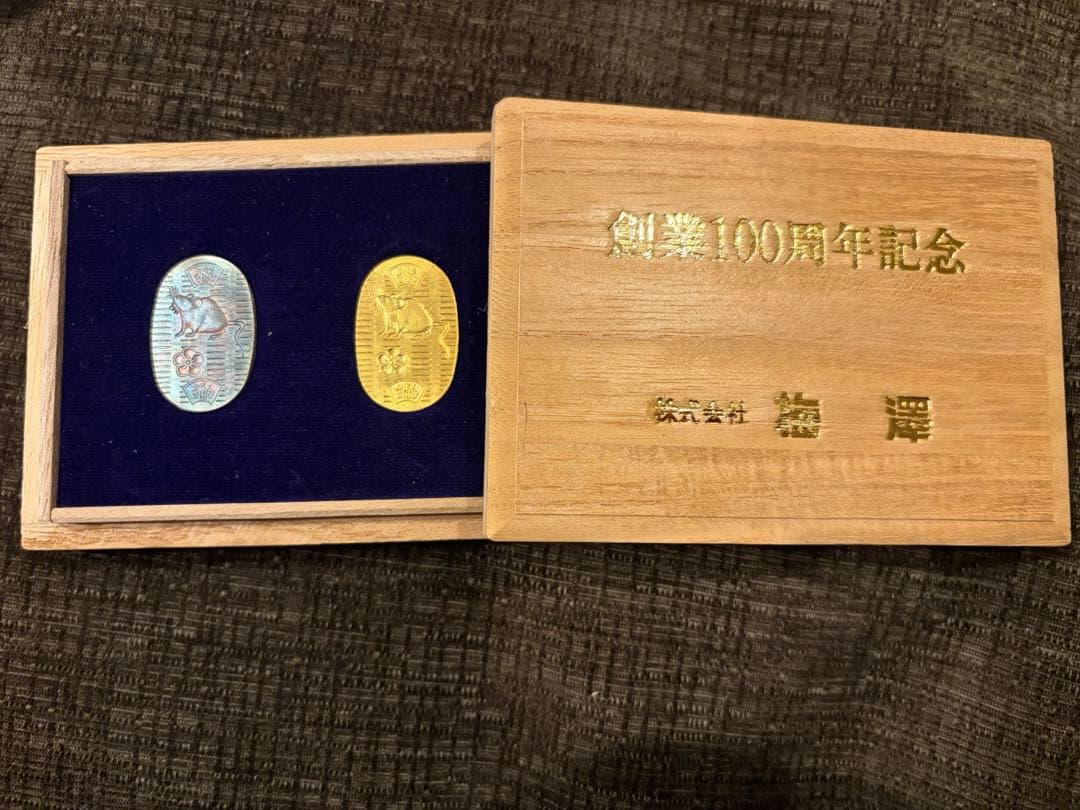 【希少】徳力純金 ネズミデザイン 小判型 純金 純銀セット