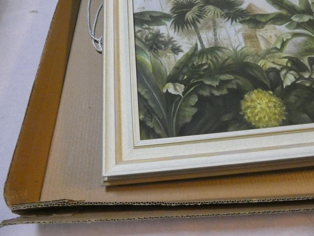 大型絵画 風景　額付き　田中一村　【芭蕉】手描き　80×40cm