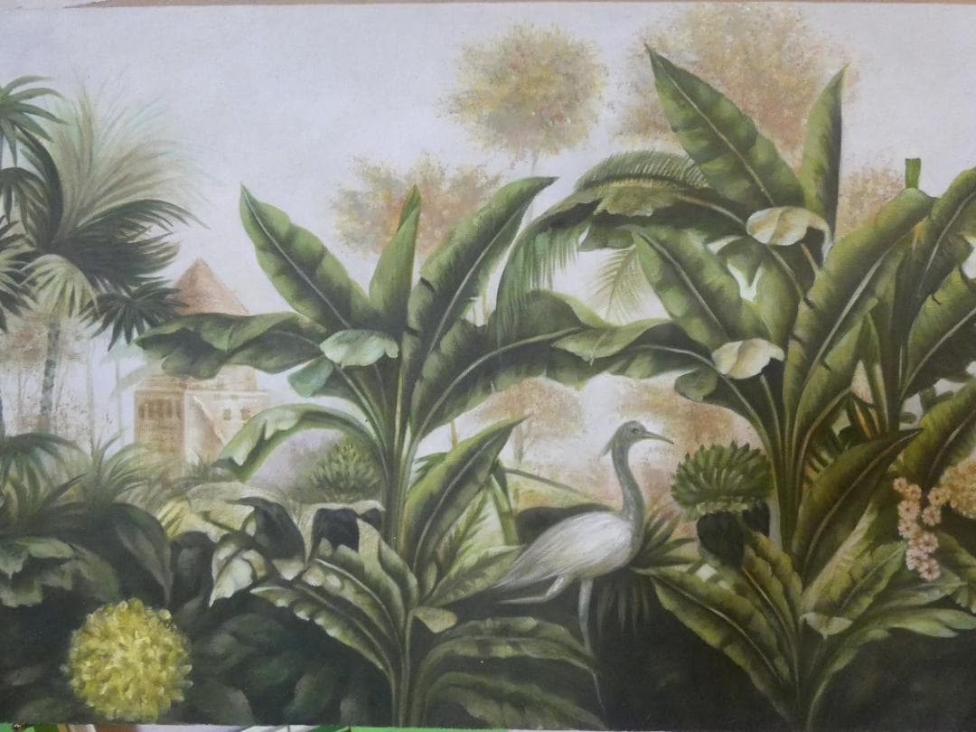 大型絵画 風景　額付き　田中一村　【芭蕉】手描き　80×40cm