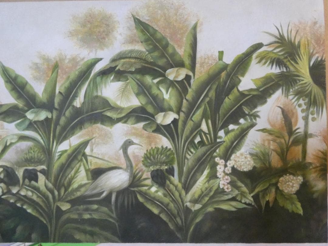 大型絵画 風景　額付き　田中一村　【芭蕉】手描き　80×40cm