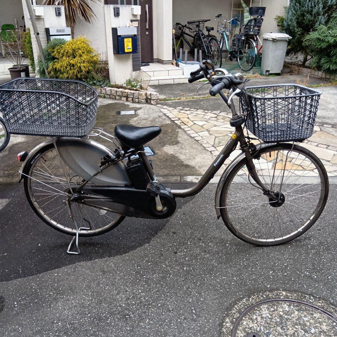 電動アシスト自転車 グレー 前後バスケット
