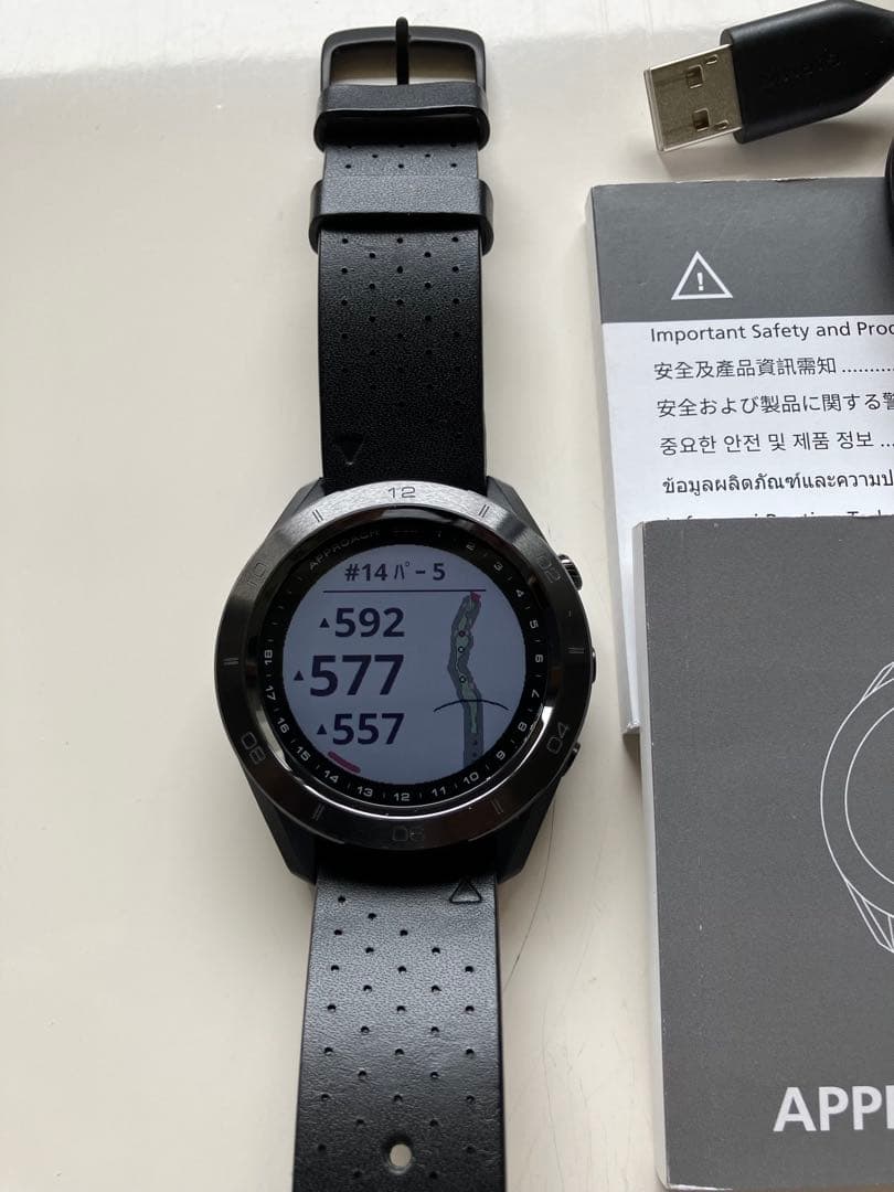 美品ガーミンGarmin ApproachS60 Premium純正レザーバンド