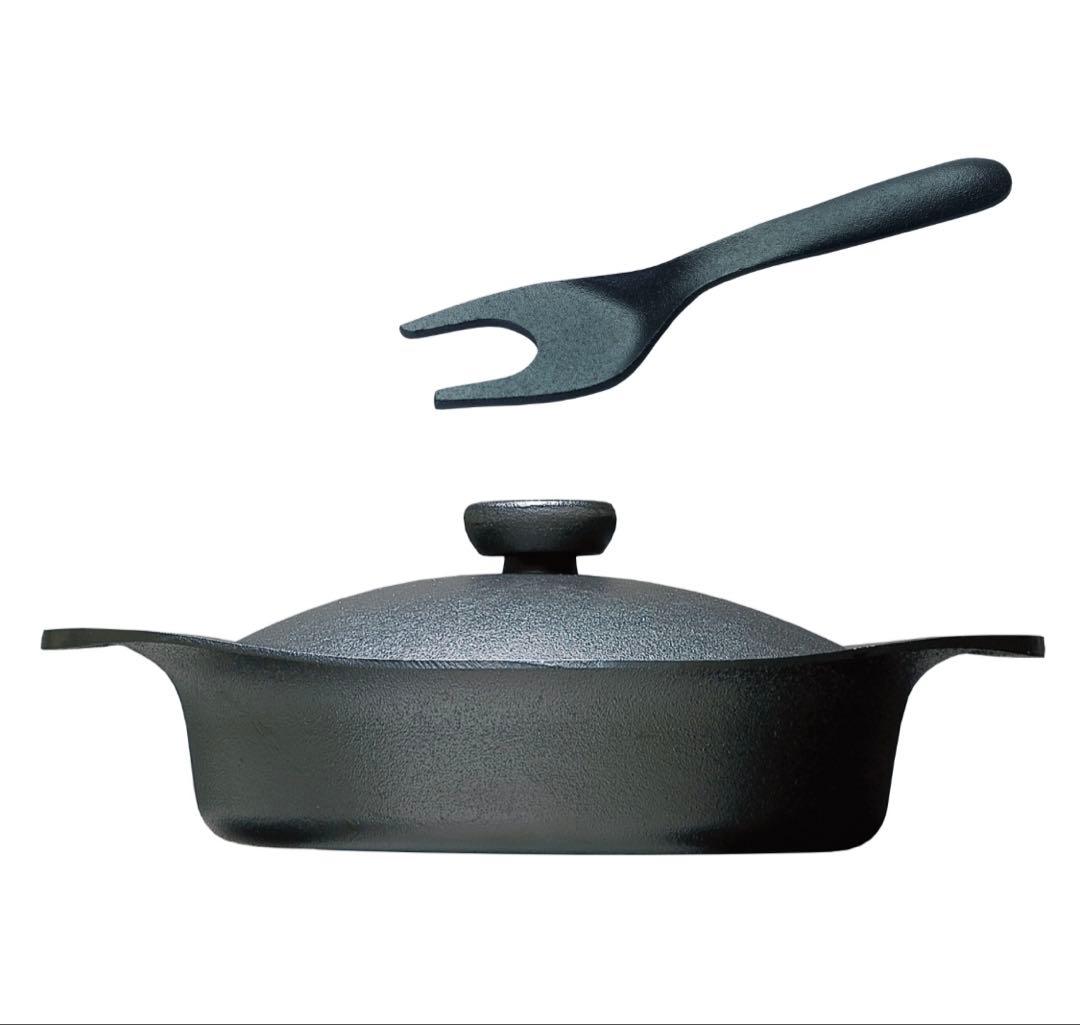 【未使用品】柳宗理 南部鉄器浅型鉄鍋 鉄蓋・ハンドル付 IH対応 ＜22㎝＞