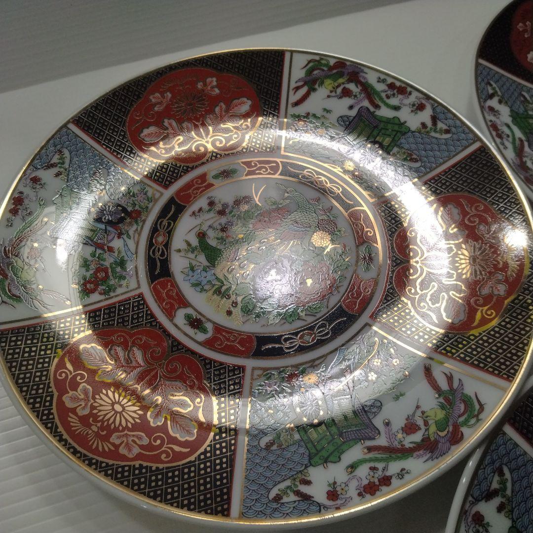 古伊万里 金襴手 金彩 色絵 色錦 花鳥文様 豪華絢爛 中皿 大皿 22cm