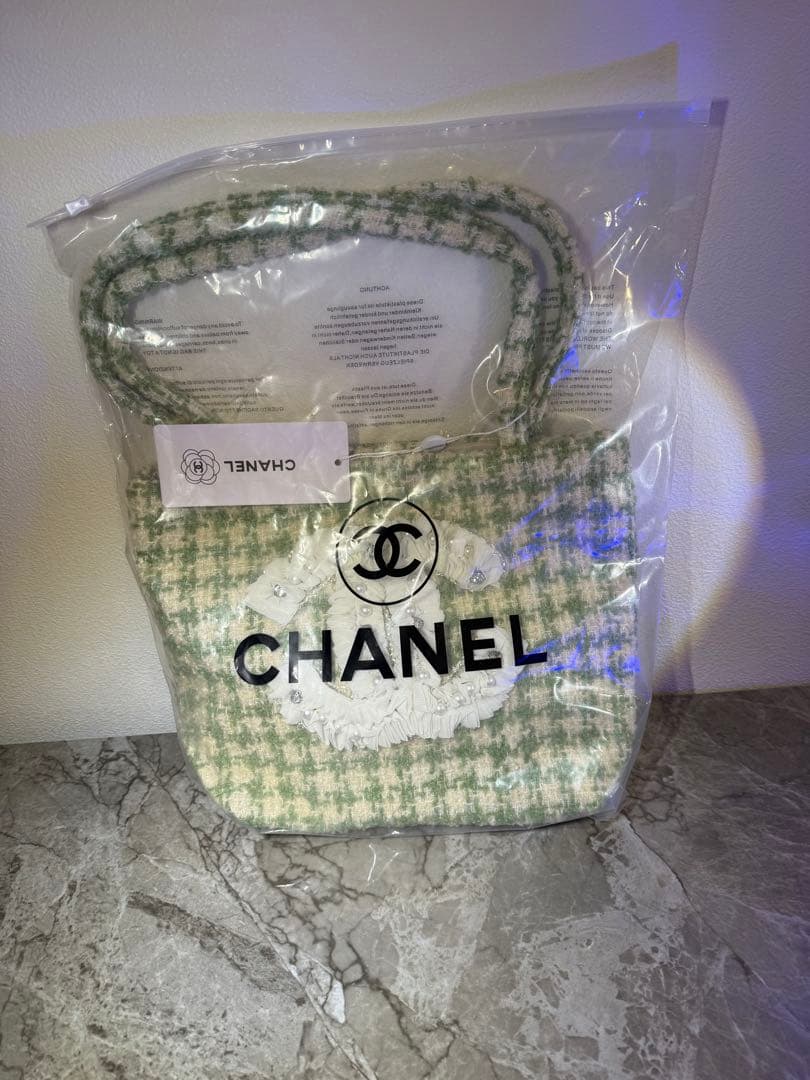 CHANEL VIPノベルティ ツイード ココマーク パール ラインストーン