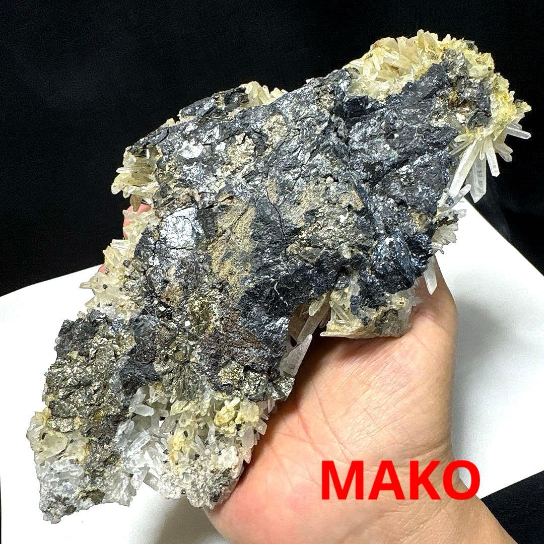 M1782☆パイライト共生水晶クラスター1.1Kg☆尾太鉱山産☆N50803