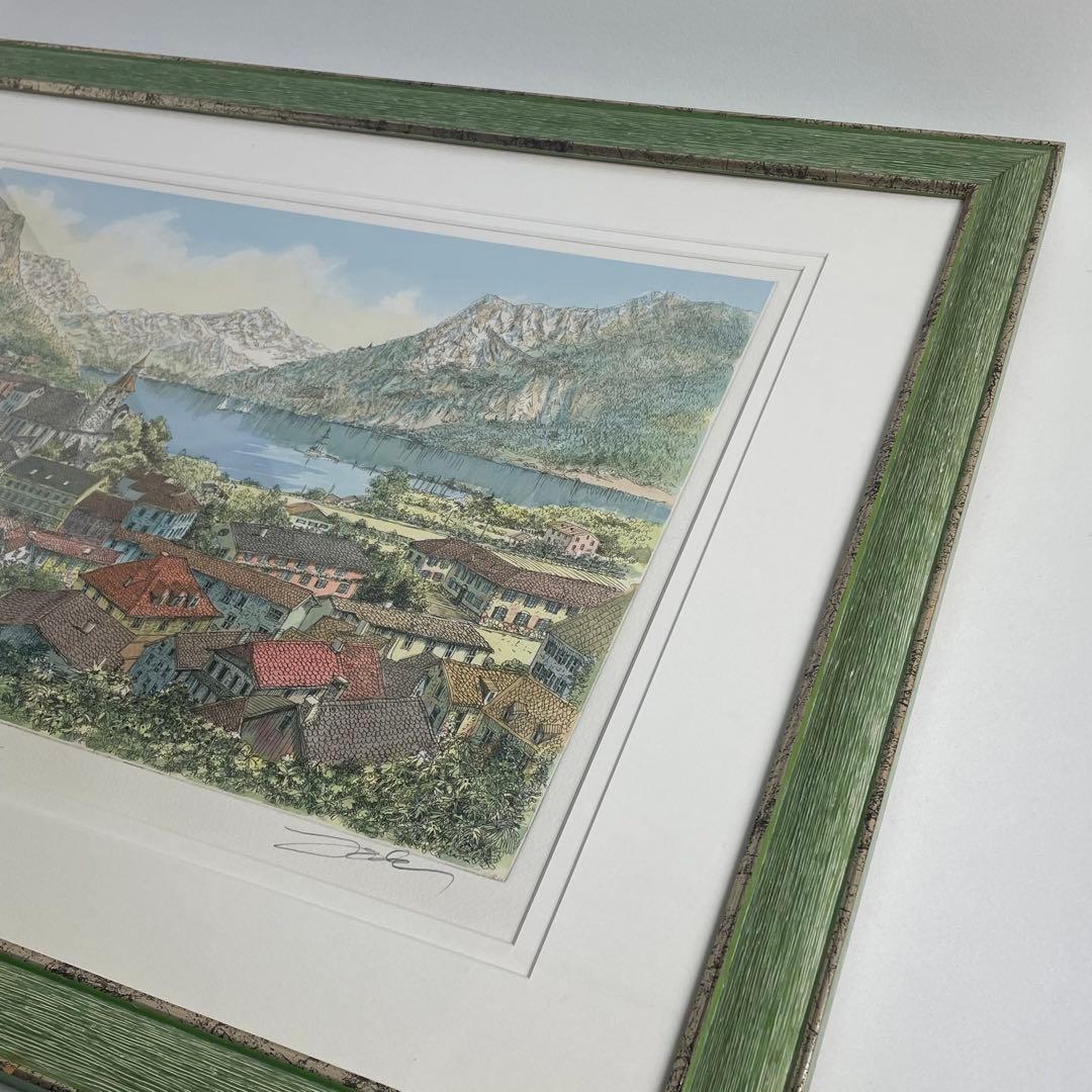織田義郎 オーストリア エーベンゼー 銅版 彩色 版画 風景画