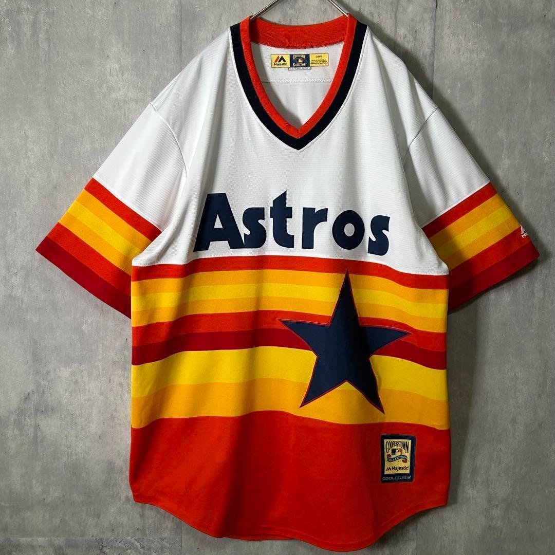 美品 Majestic MLB 公式 ヒューストンアストロズ ゲームシャツ 半袖