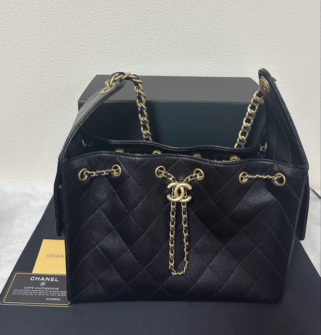 CHANEL 25ノベルティキルティングレザートートバッグブラック