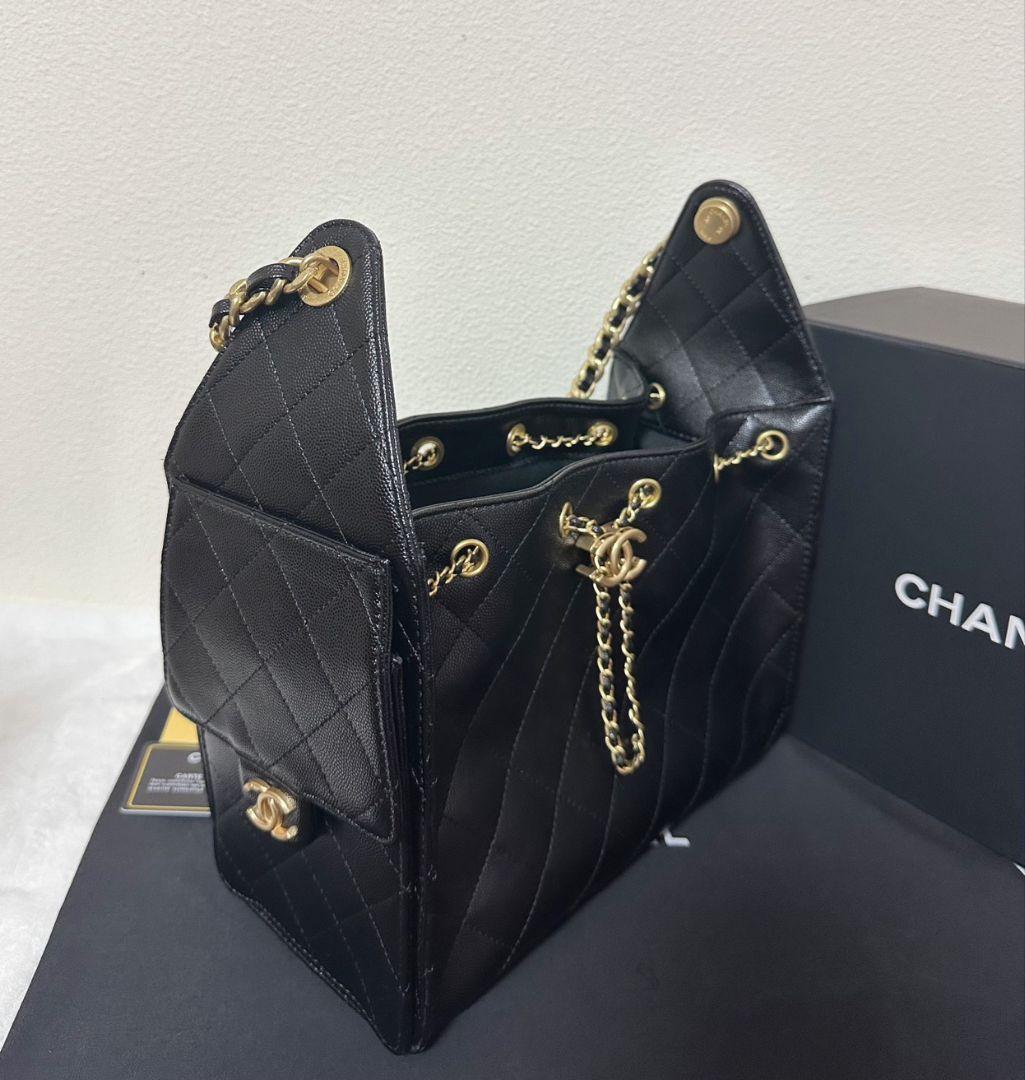 CHANEL 25ノベルティキルティングレザートートバッグブラック