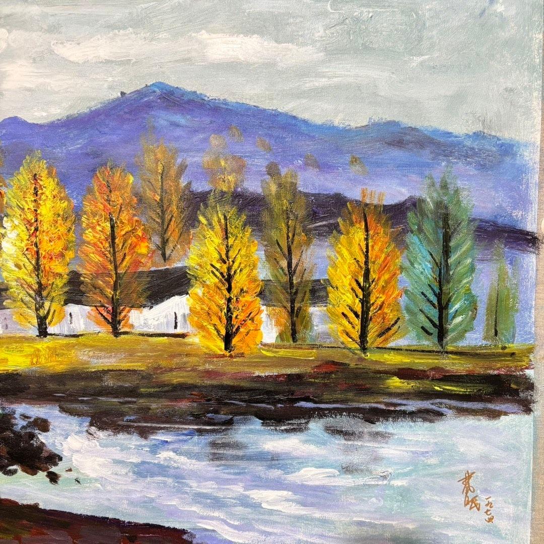 手描き油彩 林風眠 秋景風景画 70×100cm