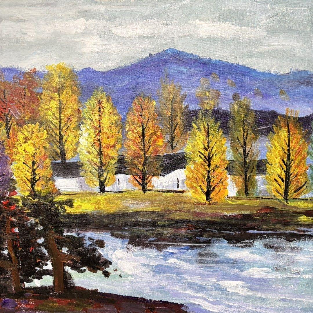 手描き油彩 林風眠 秋景風景画 70×100cm