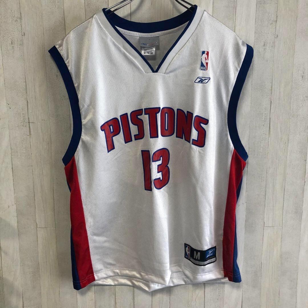 NBA Reebok　リーボック　ピストンズ　プリントロゴ　ノースリーブ　古着