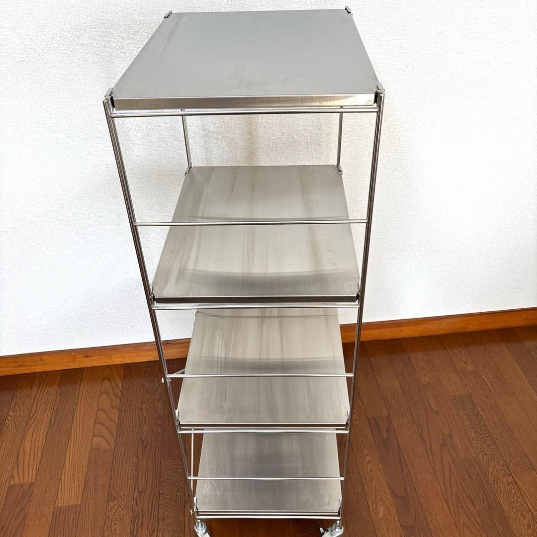 【良品】無印良品 ステンレスユニットシェルフ キャスター付き